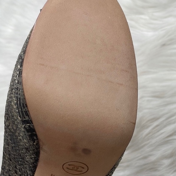 ⚜️New CHANEL Beautiful Tweed Cap Toe Platform Shoes Pumps 39.5 Authenticated - Picture 12 of 16